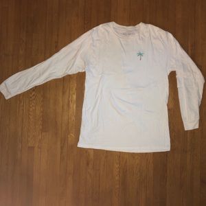 Long Sleeve White Tee with Embroidered Palm Tree